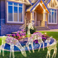 3pcs Decoración De Jardín De Hierro Con LED De Ciervo Y Alce Para Navidad Brillo De Reindeer Adorno Exterior De Casa De Año Nuevo - details 4