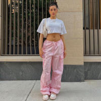 Pantalones Cargo Holgados Y2K Para Mujer Talla Grande Cintura Baja Estilo Streetwear Con Bolsillos Y Cinturón De Poliéster - details 0