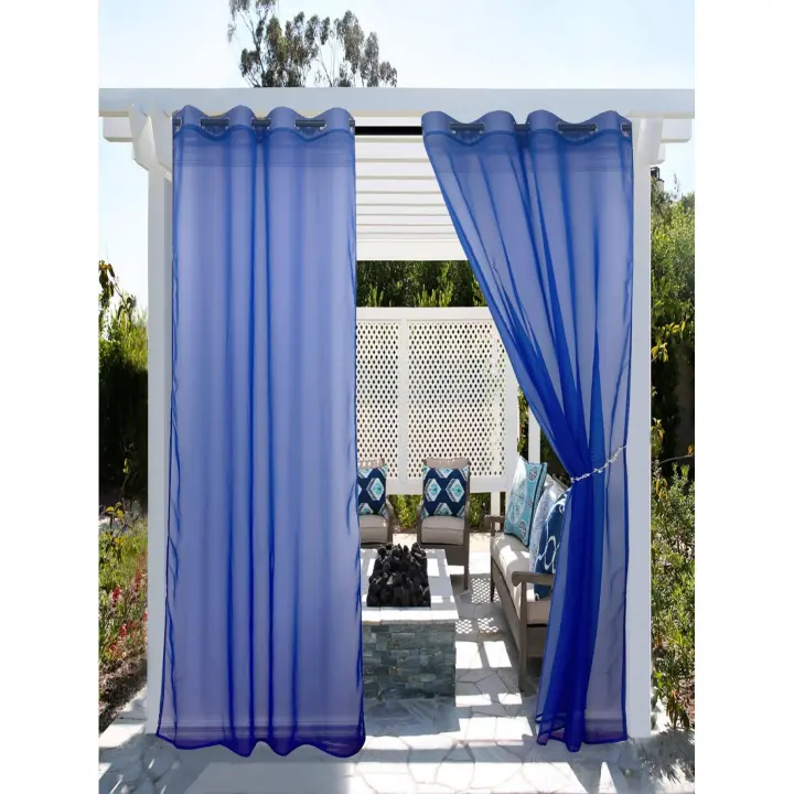Panel De Cortina Exterior Impermeable Para Jardín Tab Top Sencilla Translúcida Voile De Poliéster Para Privacidad - 1
