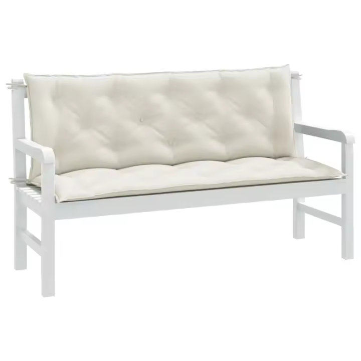 vidaXL Cojines para banco jardín 2 uds tela crema melange 150x50x7 cm - 1