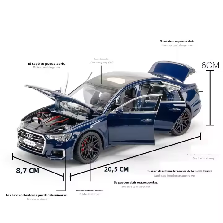 Nueva Audi A6 De 1:24 En Escala Modelo De Aleación Vehículo Miniatura Con Sonido Y Luz Coleccionable Para Niños Regalo De Cumpleaños - 1