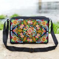 Bolso Bandolera De Nylon Para Mujer Con Bordados De Flores Capacidad Grande Estilo De Lujo Bolsos De Hombro Para Viajes - details 7