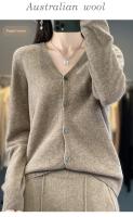 Suéter De Punto De Lana Merino 100% Para Mujer Cuello V Otoño Invierno Estilo Coreano Versátil Moda Oficina Regular Cierre Único Manga Larga - details 31