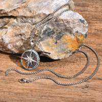 Collar masculino con colgante de ojo de tigre y estrella de 8 puntas - Acero inoxidable hipoalergénico - details 2