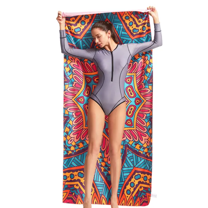 Toalla De Playa HiTurbo De Microfibra Secado Rápido Ultraligera Y Super Absorbente Con Estampado Bohemio Para Natación Y Fitness - 1