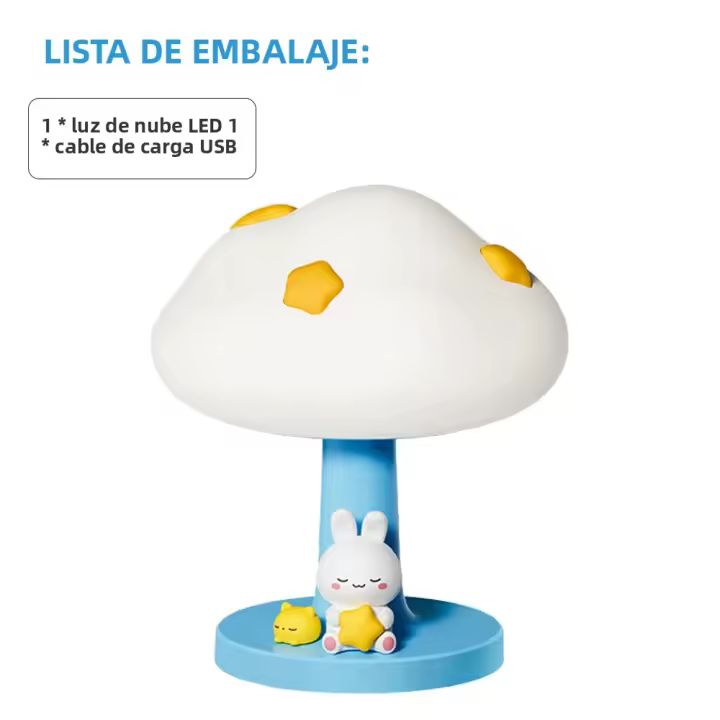 Lámpara De Noche LED Nube Recargable En Silicona Decorativa Y Cálida Para Dormitorio Con Luz LED De 249-2000 Luminosos Fuente De Energía: Batería Recargable - 1