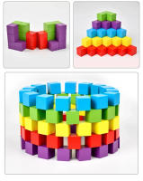 Juego De Construcción De Cubos De Madera Colorida Para Niños 50 Piezas Juguete Educativo Para Boys Y Girls Regalo De Cumpleaños Ideal Para Edades 3-12 Años - details 6