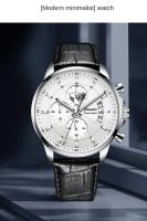 Reloj De Pulsera Para Hombre Automático Resistente Al Agua Con Luminiscencia Y Calendaría Reloj De Cuarzo Moda Casual Con Correa De Cuero Display Analógico-Digital - details 3