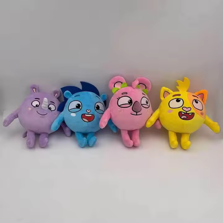 Juego De 4 Peluches De 24cm Anime Bebé Zoo Gato Rinoceronte Erizo Juguetes Suaves De Animales Para Niños Regalos De Cumpleaños Y Navidad - 1