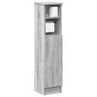 vidaXL Mueble de baño con portarrollos 20,5x22x90 cm en color Roble ahumado/Blanco/Gris hormigón y más | almacenamiento funcional diseño moderno para baño dormitorio sala - details 3