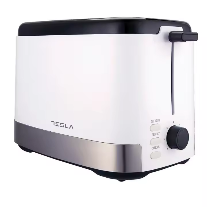 Tesla Tostadora TS300BWX - 800W, 2 Rebanadas, 7 Niveles de Tostado, 3 Funciones (Tostar, Recalentar, Descongelar), Salida Automática, Diseño Ergonómico y Antideslizante, Bandeja Recogemigas Extraíble - 1