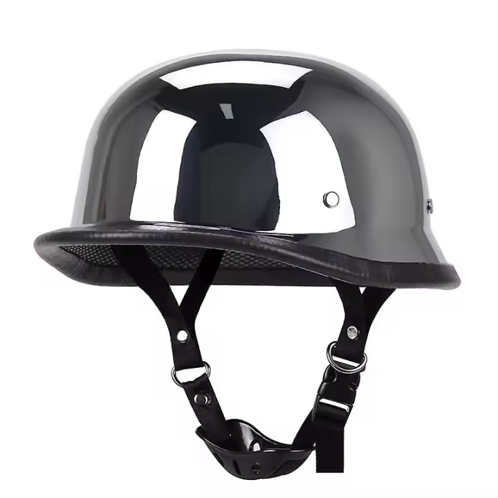 Motorcycle Helmet German Leather Vintage Casco Moto Motorcycle Open Face Retro Half Helmet Biker Pilot DOT Certification-With Clear Goggles - 1