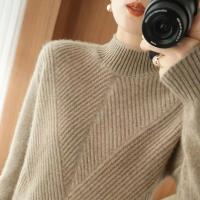 Abrini Suéter De Lana Mujer Otoño Invierno Vestido Elegante Lady Office Mock Neck Ribbed Solido A-Line Pullover De Cuello Alto - details 6