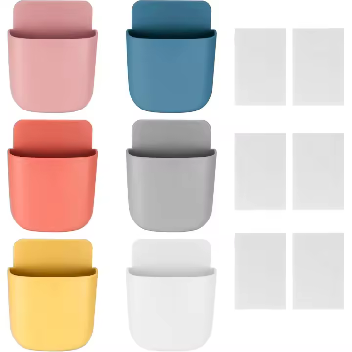 6 Pcs Remote Control Holder, Hanging Storage Remote Holder Wall Mounted, Self-adhesive Organizer Storage Boxes for Home,(6 Colors) - 1