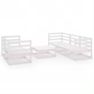 VIDAXL 3075330 juego de sillones y mesa para jardín de 5 plazas madera de pino maciza blanca - 1