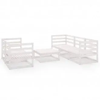 VIDAXL 3075330 juego de sillones y mesa para jardín de 5 plazas madera de pino maciza blanca - 1