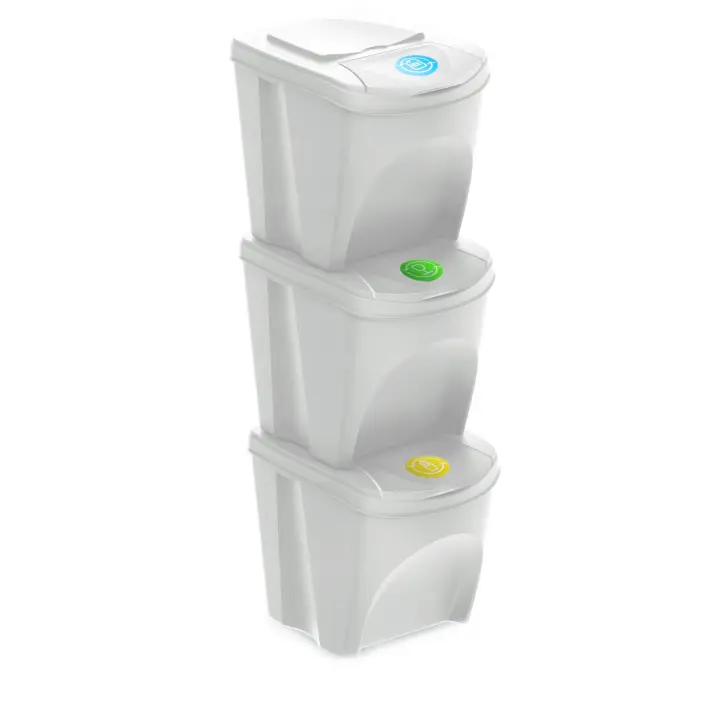 Prosperplast Set 3x25l Cubos de Reciclaje Papel Vidrio Plástico - 1