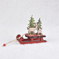 Modelo Pequeño De Adorno Navideño DIY De Madera Colores Sledo Decoración Con Ciervo Anciano Tirando De Un Carro Regalos Pequeños - details 12