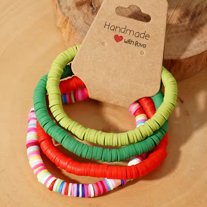 Juego De 4 Pulseras Hechas a Mano Coloridas Bohemio Para Mujer Pulsera De Arcilla De Colores Mixtos Joyería Bohemia - 1