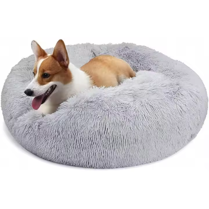 BIT Cama para perros, cesta para perros, cama para gatos, donut, redonda, 40 cm, gris - 1