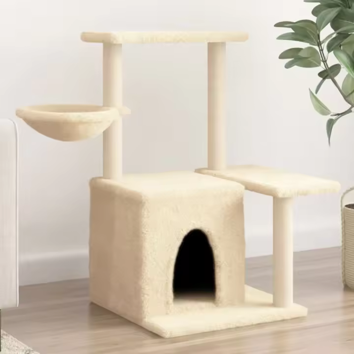vidaXL Rascador para Gatos con Postes de Sisal Árbol Torre Gatitos Color Crema,  Gris claro,  Gris oscuro y mas - 1