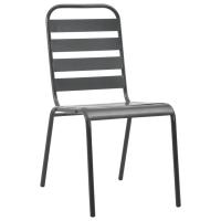 vidaXL Sillas jardín apilables 3 pzas acero recubrimiento polvo gris - details 2