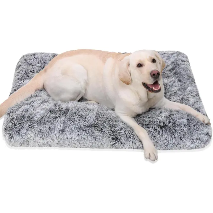 Cama de peluche para perro - Mediana - Poliéster - Lavable - Sin caída de pelo - Sin bolitas - 76 x 30 cm - Gris - 1