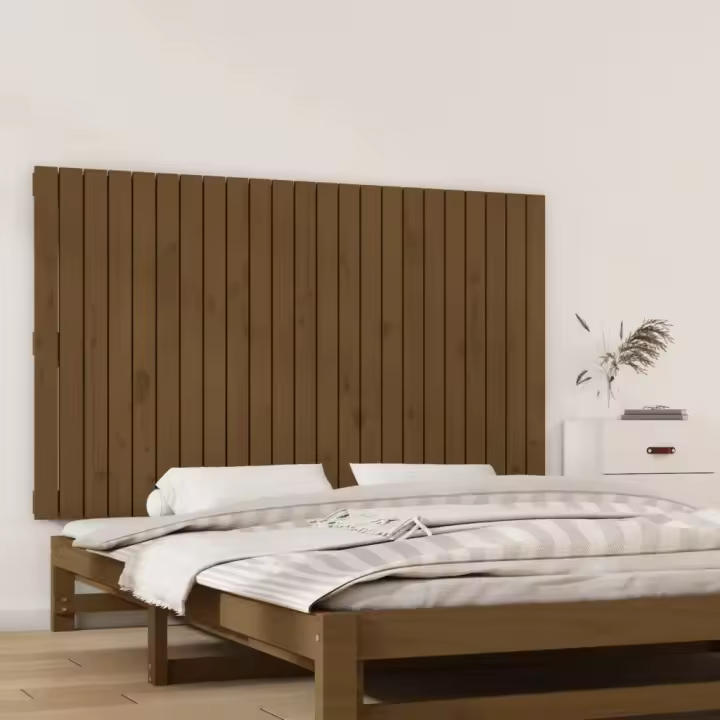 vidaXL Cabecero cama pared madera maciza pino marrón miel 147x3x90 cm - 1