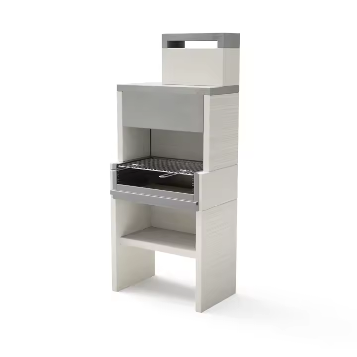 TUOZI - Barbacoa de Obra para Leña y Carbón Modelo VENIT FLEX PLUS HOTTE (INOX) (Gris/Blanco - 78 x 47 x 185 cm) REF: T00536 - 1