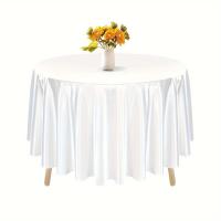 Mantel De Seda Redonda Blanco Superficie Brillante Y Suave Para Bodas Fiestas Restaurante Banquete Decoraciones Tamaño Estándar - details 4
