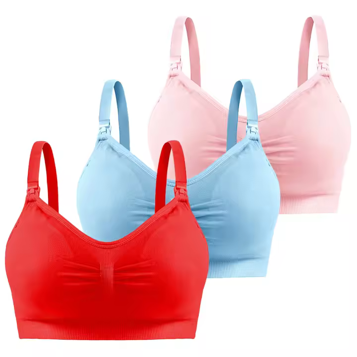 3 Pcs Pack Sujetador De Maternidad Transpirable Para Empequeñecimiento Y Dormir Sin Aros Ni Costuras Ni Ralladuras Ni Químicos Ni Alérgenos Ajuste De Correa Trasera Natural Para Mujer - 1
