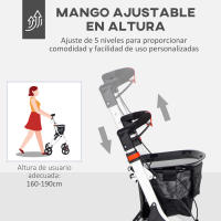 HOMCOM Andador para Ancianos Plegable de Aluminio Andador para Personas Mayores con 4 Ruedas y Bandeja Andador con Altura Ajustable Frenos de Maneta y Bolsa de Transporte Blanco - details 4