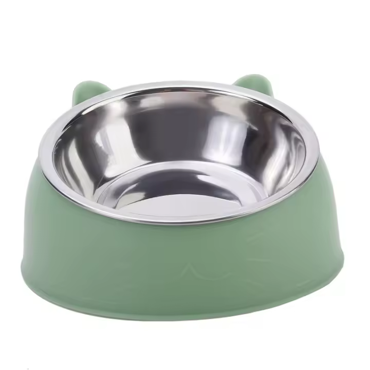 Cuenco De Acero Inoxidable Para Gatos Y Perros Con Base Antideslizante Inclinado a 15 Grados Alimentador De Agua Para Mascotas Protección Del Cuello - 1