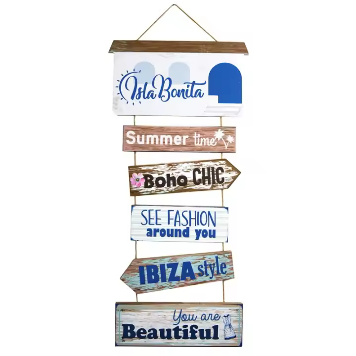 ORIGEN Home Decor - Adorno pared isla bonita  Adorno Pared  Placas De Madera Azul - 70x0x35 cm 29685 - 1