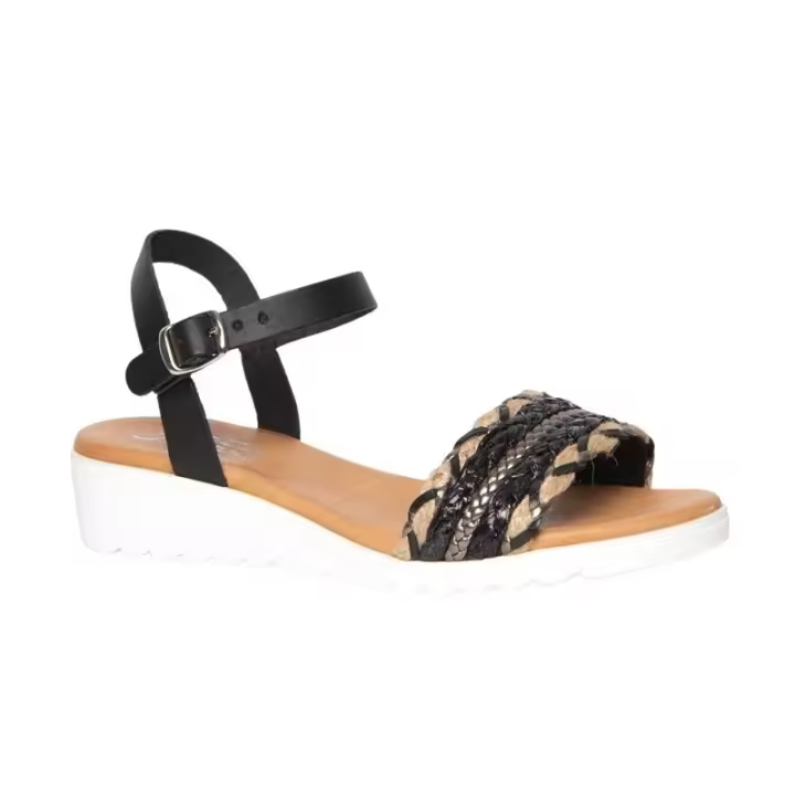Moya V8111 D'VERANAS - Sandalia Mujer Confort Piel Negro - Talla 42 - 1