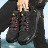 Zapatos De Senderismo Para Hombres HIKEUP De Cuero Suela De Goma Antideslizante Transpirables Malla Superior Tamaño 40-45 Color Negro Verde Caqui Gris - details 10