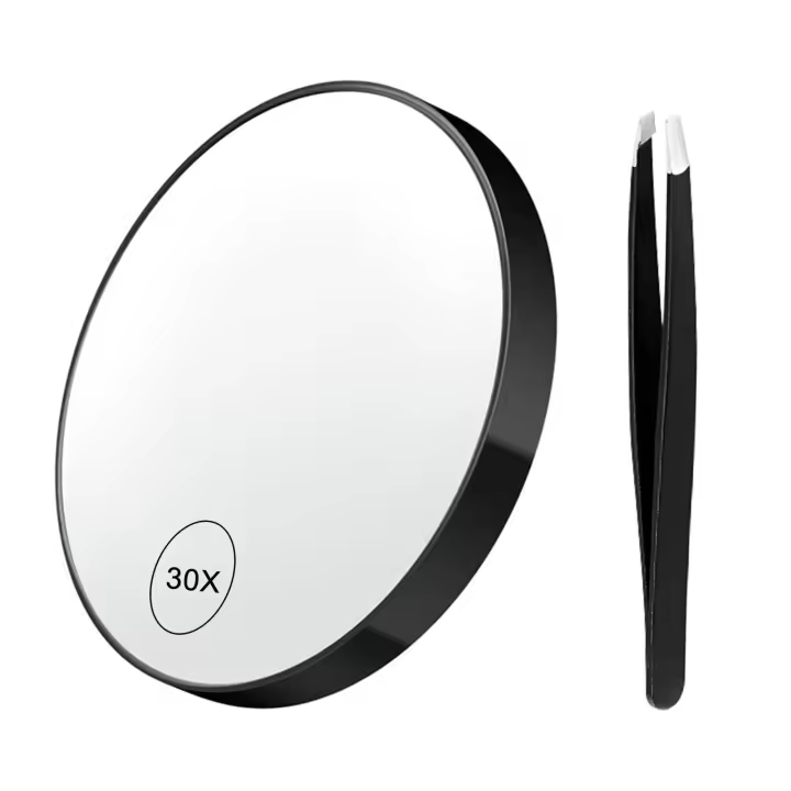 Espejo De Maquillaje Magnificado 30X Con Ventosa Y Pinzas Espejo Magnificado De Viaje De 3.5 Pulgadas Material De Vidrio Forma Redonda - 1
