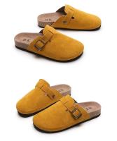 Sandalias Retro Conciertas Para Mujer Mules Modernas Con Hebilla Zapatos Planos Para Otoño E Invierno Talla True Fit Material PU - details 6
