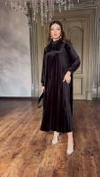 Vestido De Noche De Lujo 2024 Para Mujeres Elegantes Diseñador Invierno Velours Vestidos Con Cinturón Para Damas Del Medio Oriente A-Line Cuello En V Manga Regular Largo Hasta La Rodilla - details 7