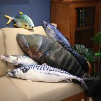 Juguete De Peluche 3D Simulación Peces Mero Salmón Saury Cordero Cojín Creativo Para Sofá Regalo Para Niños Animal De Peluche Tipo Muñeco Relleno De Algodón PP - details 21