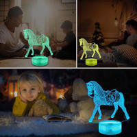 Lámpara Nocturna 3D De Caballo Animal Decoración Para Dormitorio De Niños Luz De Escritorio Para Regalo De Navidad Y Cumpleaños - details 3