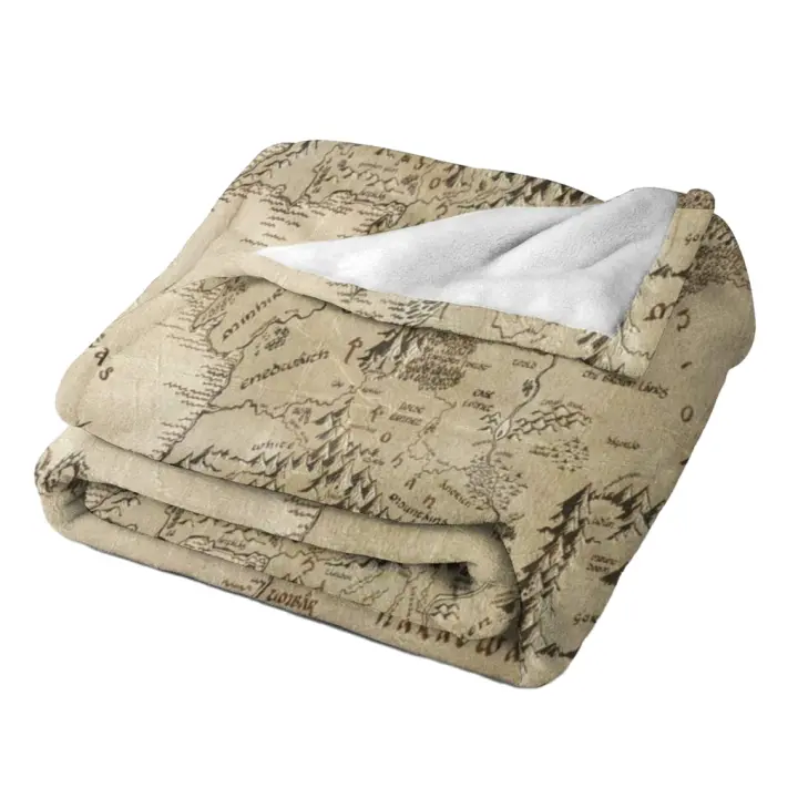 Manta De Piel De Coral Suave Y Ligera Estilo Lord of the Rings Con Mapa De Middle Earth Para Viajes Y Uso Diario En Casa Y Hotel - 1