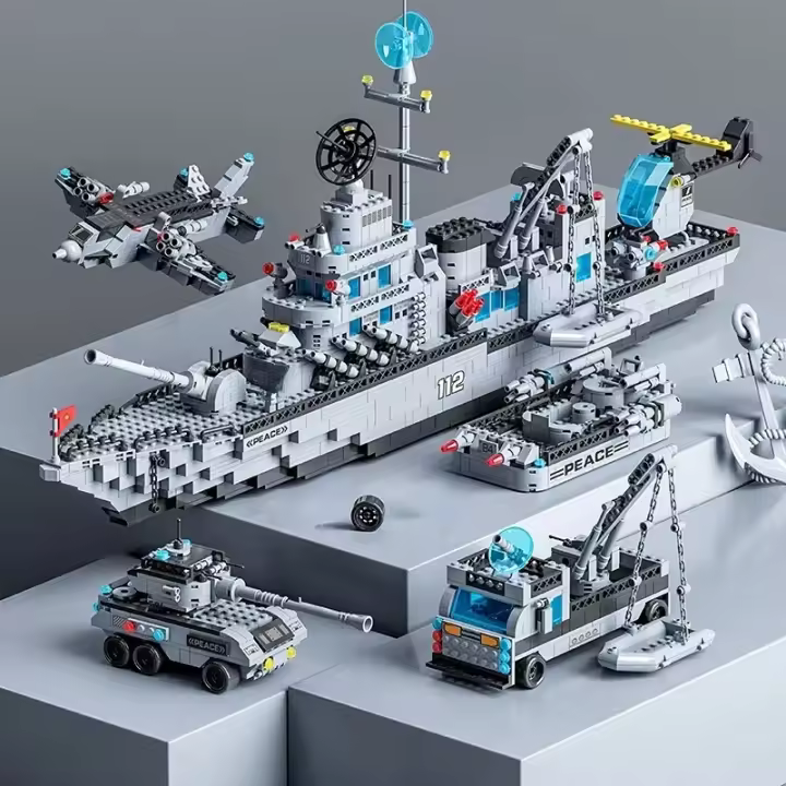 Conjunto De Bloques De Construcción 6 En 1 1560 Piezas Para Niños Juguetes De Armada Y Avión Militar Regalo De Navidad Para Niños Mayores De 3 Años - 1