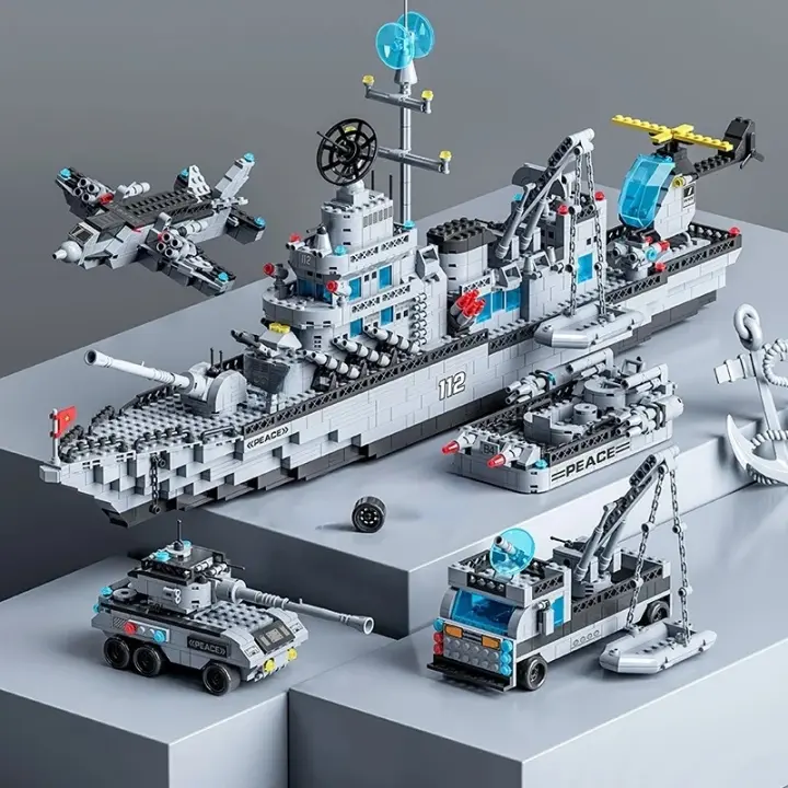 Conjunto De Bloques De Construcción 6 En 1 1560 Piezas Para Niños Juguetes De Armada Y Avión Militar Regalo De Navidad Para Niños Mayores De 3 Años - 1