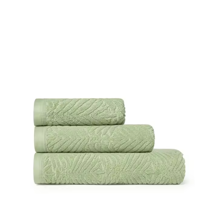 TEXTURA Toalla rizo jacquard hojas Palmir color verde - 1