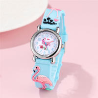 Reloj Infantil De Cuclillas Con Patrón De Flamenco Divertido Resistente Al Agua De Moda Y Casual Con Marcadores Arábigos Y Correa De Goma - details 4