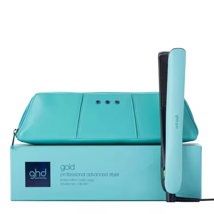 Plancha de Pelo GHD Gold Azul Turquesa Profesional con Placas Flotantes de 26mm - Temperatura Óptima de 185ºC para Alisar, Rizar y Crear Ondas - 1