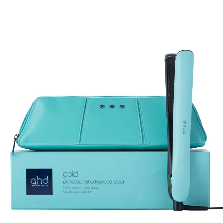 Plancha de Pelo GHD Gold Azul Turquesa Profesional con Placas Flotantes de 26mm - Temperatura Óptima de 185ºC para Alisar, Rizar y Crear Ondas - 1