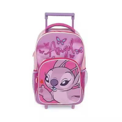 Stitch, Trolley Angel Stitch, Carro Stich, Mochila Angel Stitch, 36 cm, Pequeña, Mochila con Ruedas Stitch, 1 Compartimento + Bolsillo Frontal, Niña, Niño, Infantil, Color Rosa, 36 x 24 x 12 cm. Kiglam - 1