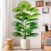 Planta Artificial De Palma Tropical Grande De Hoja De Abanico Para Decoración De Oficina Y Hogar Falsa Y Realista De 60-105cm - details 2